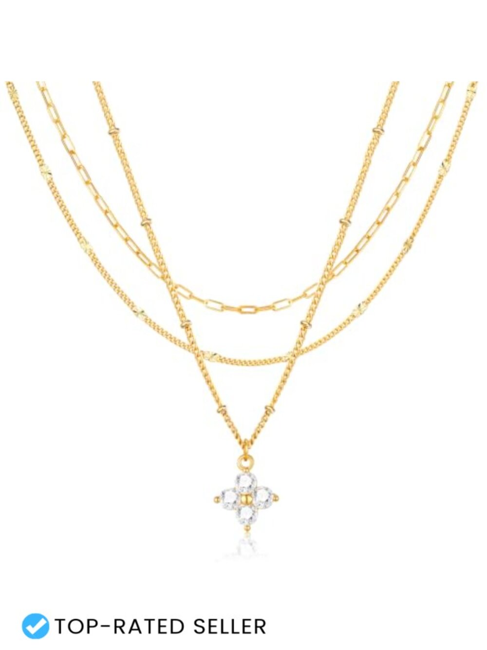 3 Piece Layered Necklace Set for Women Trendy Gold Silver